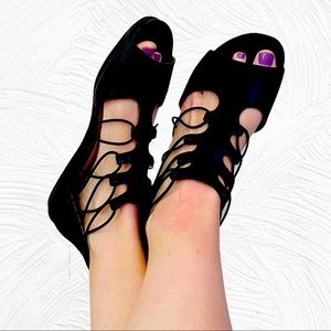 L’Amour Des Pieds Dinah Black Sandal 9.5 leather